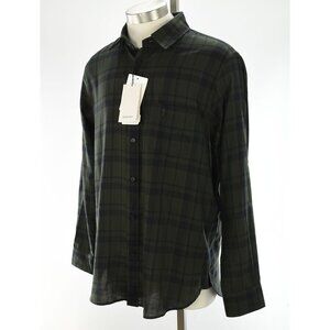 SAINT LAURENT Green Falkland Check CASSANDRE Cotton Long Sleeve Shirt LARGE NWT